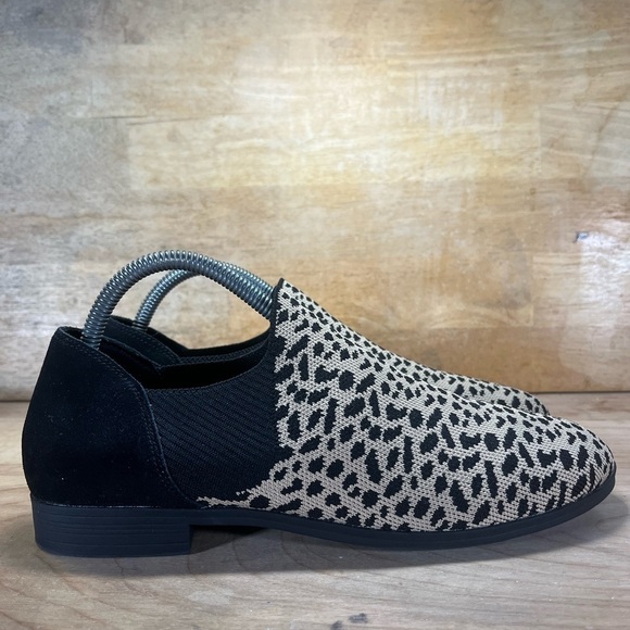 NWOT Skechers Cleo Prep Chic Leopard Knit Womens Size 9 Slip On Shoes Black Tan - Picture 1 of 8